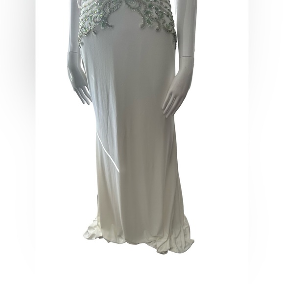 JVN by Jovani White and Green Long Sleeve Dress - Picture 8 of 9